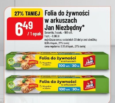 Folia do żywności w arkuszach Jan Niezbędny promocja w POLOmarket