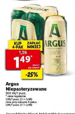 Piwo Argus niepasteryzowane promocja