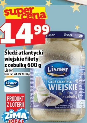 Śledź atlantycki wiejskie filety z cebulką Lisner promocja w TOPAZ