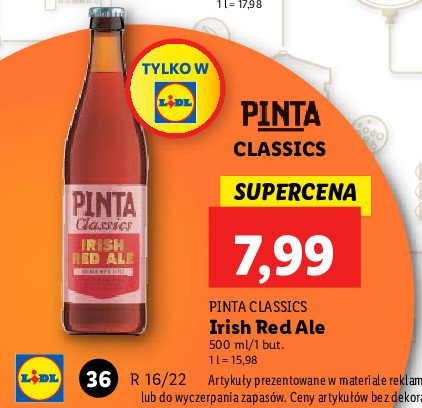 Piwo Pinta classics irish red ale promocje