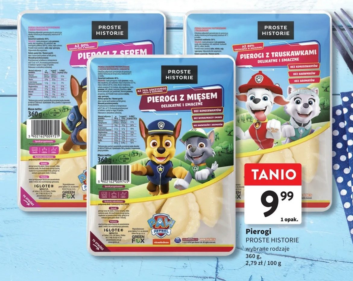 Pierogi z mięsem psi patrol Iglotex proste historie promocja w Intermarche