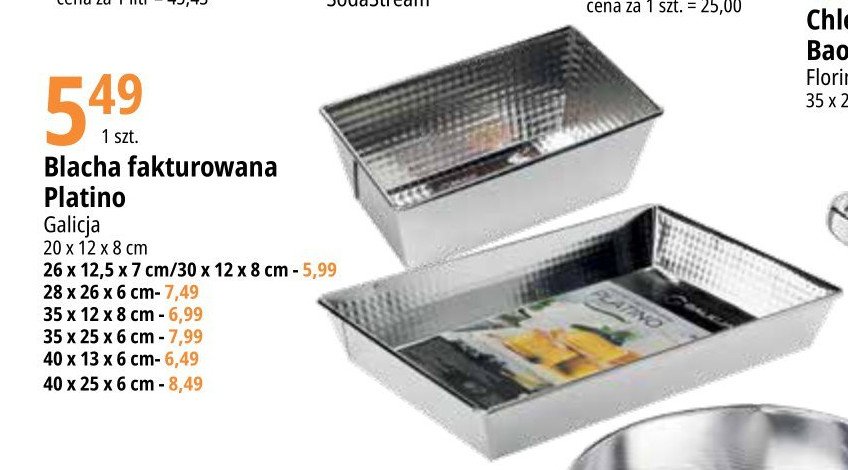 Blacha do pieczenia 30 x 12 x 8 cm platino Galicja promocja