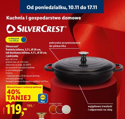 Brytfanna żeliwna 4,7 L Ø 29 cm z pokrywką promocja w Lidl