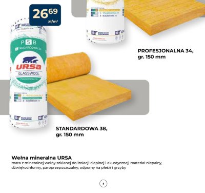 Wełna mineralna URSA GLASSWOOL STANDARDOWA 38 promocja w PSB Mrówka