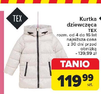 Kurtka dziewczęca 4 - 16 lat Tex promocja w Carrefour