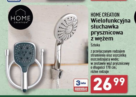 Słuchawka prysznicowa wielofunkcyjna Home creation promocja