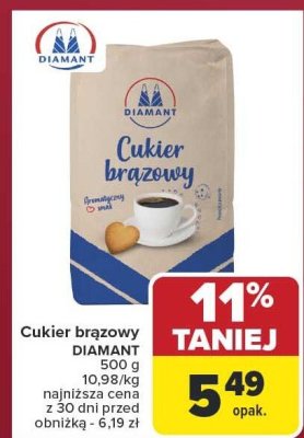 Cukier brązowy DIAMANT 500g promocja w Carrefour