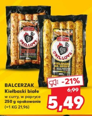 Kiełbaski białe na ruszt w curry Balcerzak grillove promocja