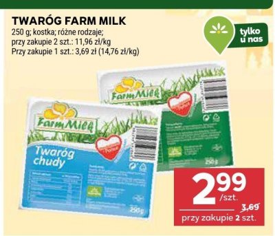 Twaróg Farm Milk 250 g, kostka, różne rodzaje 29,52 zł/kg promocja w Stokrotka