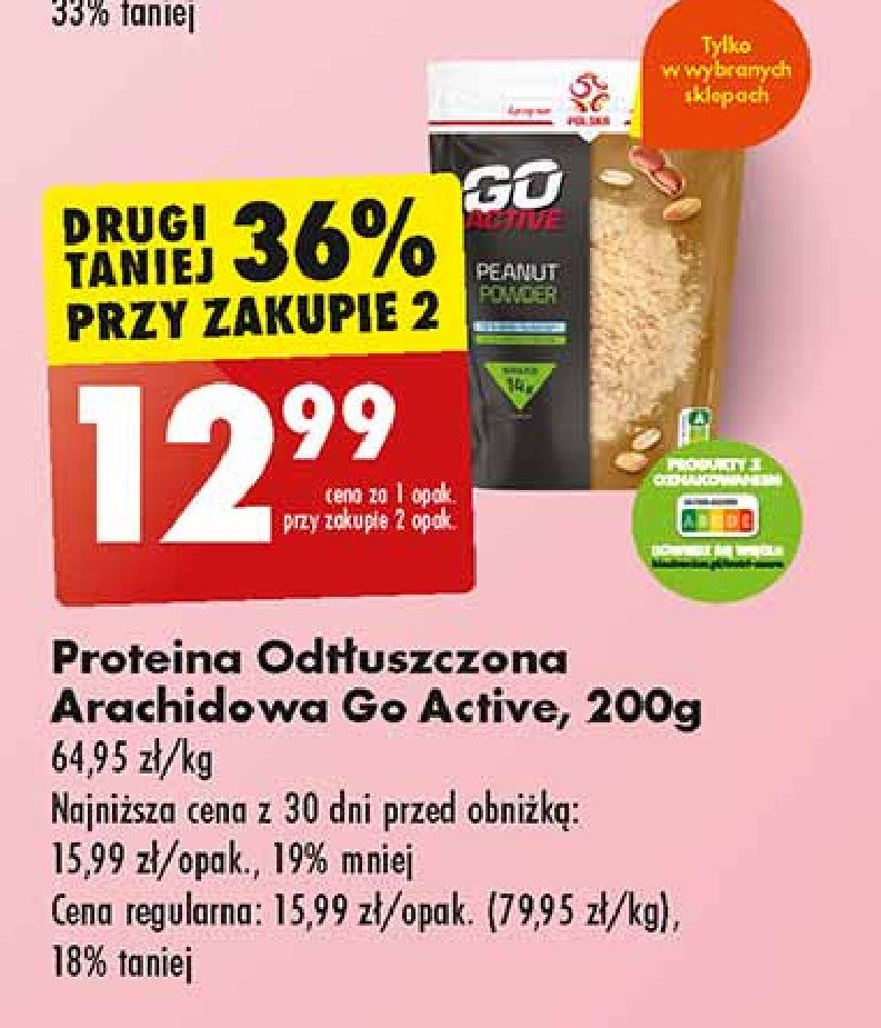 Proteina odtłuszczowa arachidowa Go active promocja w Biedronka