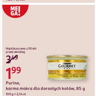 Karma dla kota z kurczakiem i marchewką Purina gourmet gold promocja w Rossmann