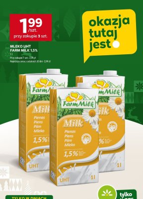 Mleko UHT Farm Milk 1,5% promocja w Stokrotka