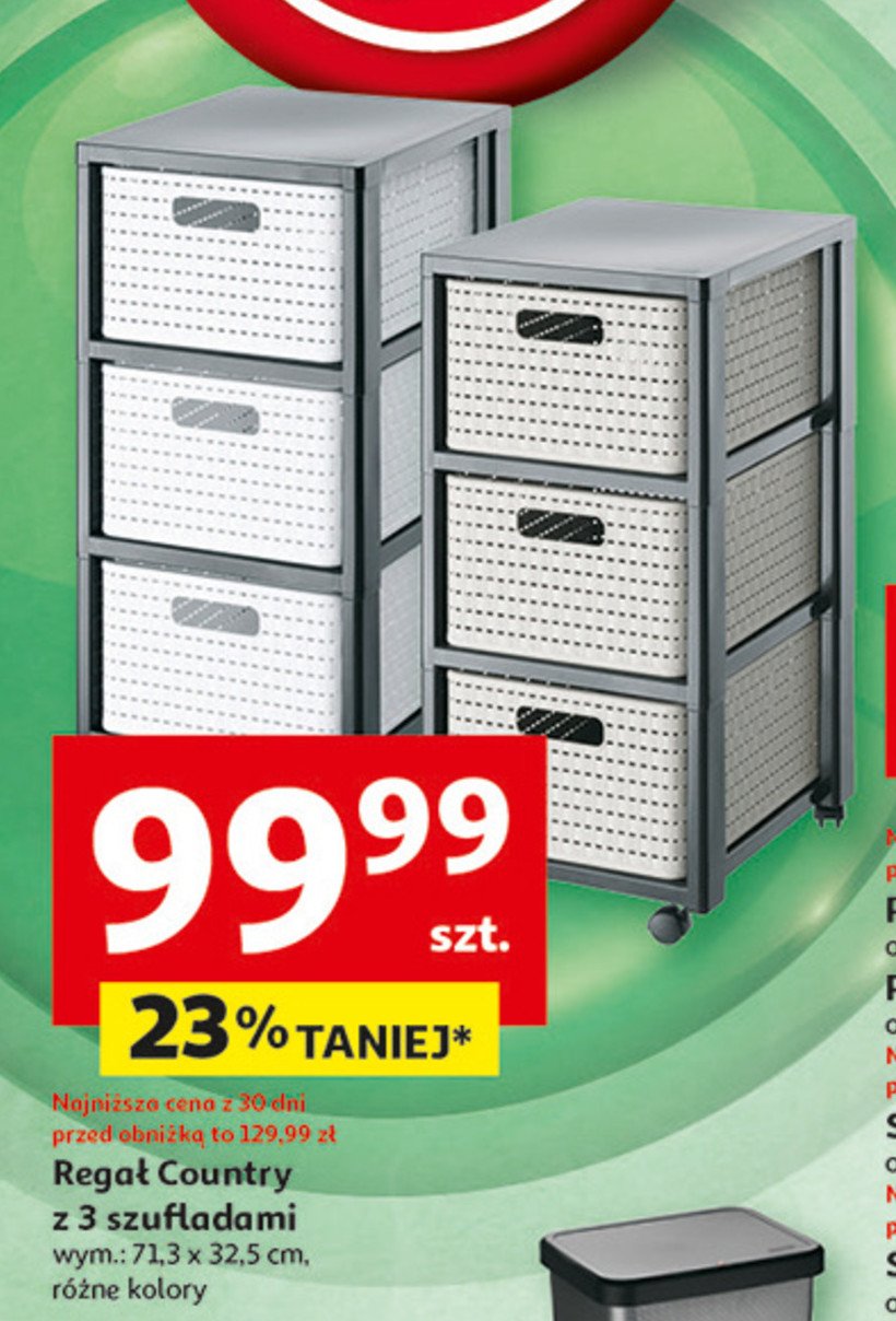 Regał duży country z 3 szufladami 37.5 x 32.5 x 71.2 cm Rotho promocja w Auchan