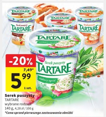 Serek puszysty TARTARE wybrane rodzaje promocja w Intermarche