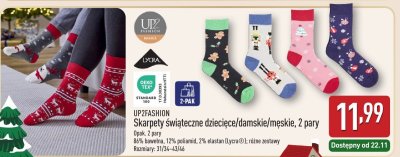 Skarpety świąteczne dziecięce/damskie/męskie 2 pary promocja w Aldi