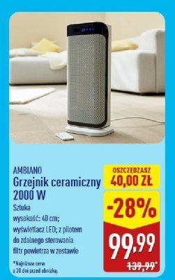 Grzejnik ceramiczny AMBIANO 2000 W promocja w Aldi