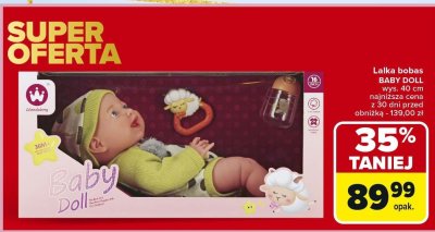 Lalka bobas BABY DOLL wys. 40 cm promocja w Carrefour