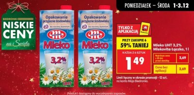 Mleko UHT 3,2% Mlekovita Łączka, 1l promocja w Biedronka
