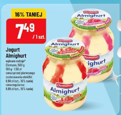 Jogurt Almighurt Ehrmann wybrane rodzaje 500g promocja w POLOmarket