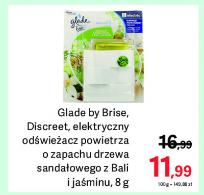 Odświeżacz powietrza drzewo sandałowe i jaśmin + zapas Glade by brise discreet promocja