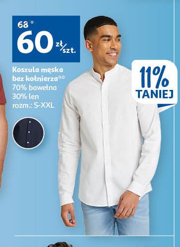 Koszula męska bez kołnierza s-xxl Auchan inextenso promocja