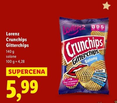Chipsy Lorenz Crunchips Gitterchips solone promocja w Lidl