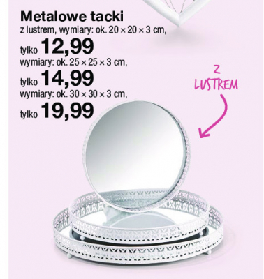 Taca metalowa z lustrem 30 cm promocja
