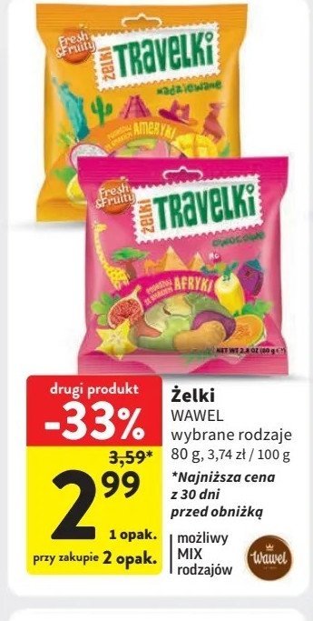 Żelki smak afryki Wawel travelki promocja w Intermarche