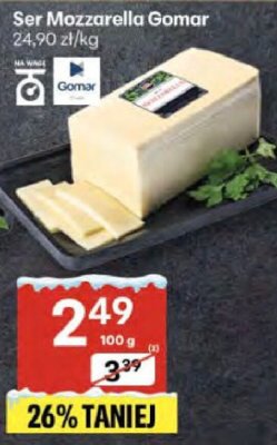 Ser Mozzarella Gomar promocja w Delikatesy Centrum