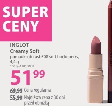 Pomadka INGLOT Creamy Soft do ust 508 soft hockeberry promocja w Hebe