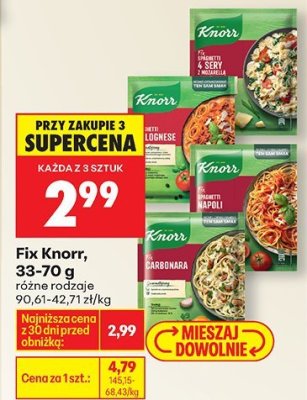 Fix Knorr, różne rodzaje promocja w Biedronka
