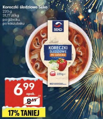 Koreczki śledziowe Seko po giżycku, po kaszubsku promocja w Delikatesy Centrum