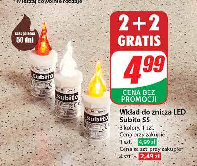 Wkład led s5 50 dni żółty Subito promocja