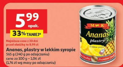 Ananas plastry w lekkim syropie MK promocja w Auchan