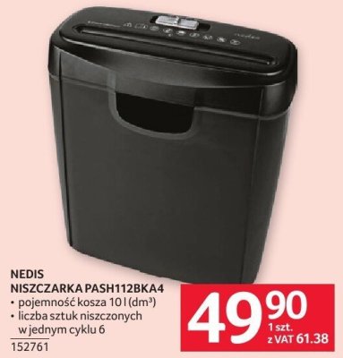 Niszczarka NEDIS NISZCZARKA PASH112BKA4 promocja w Selgros