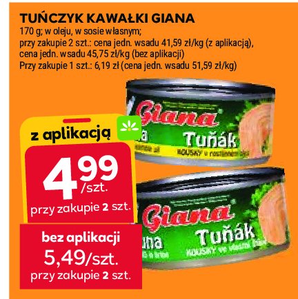 Tuńczyk kawałki w oleju roślinnym Giana promocja