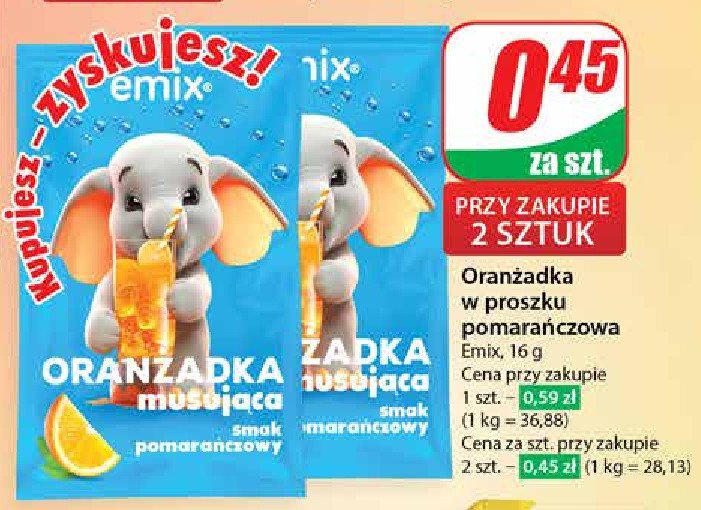 Oranżadka o smaku pomarańczowym Emix promocja