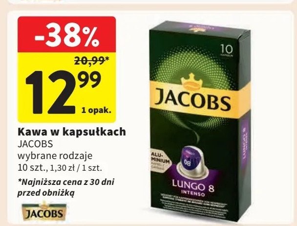 Kawa w kapsułkach intenso 8 Jacobs lungo promocja