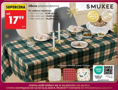 Obrus plamoodporny Smukee 110 x 160 cm promocja w Biedronka