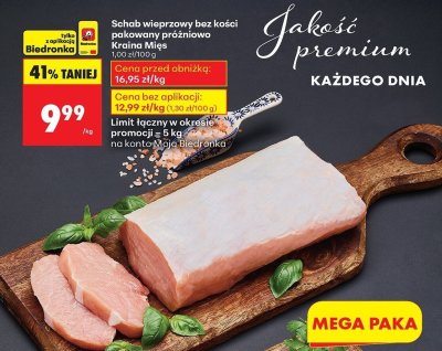 Schab wieprzowy bez kości pakowany próżniowo  promocja w Biedronka
