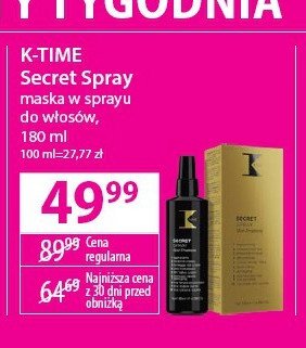 Maska do włosów secret K-TIME promocja