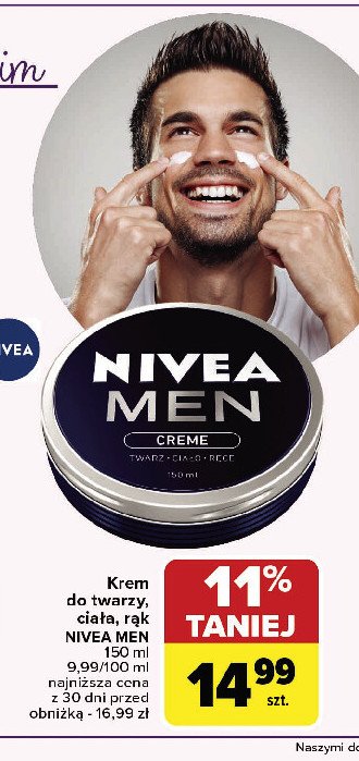 Krem do twarzy i ciała Nivea men creme promocja w Carrefour