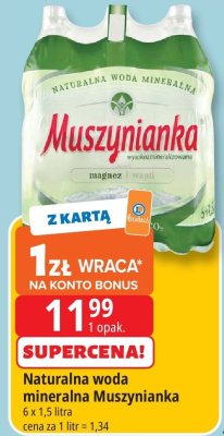 Woda mineralna Muszynianka naturalna magnez+wapń promocja w Leclerc