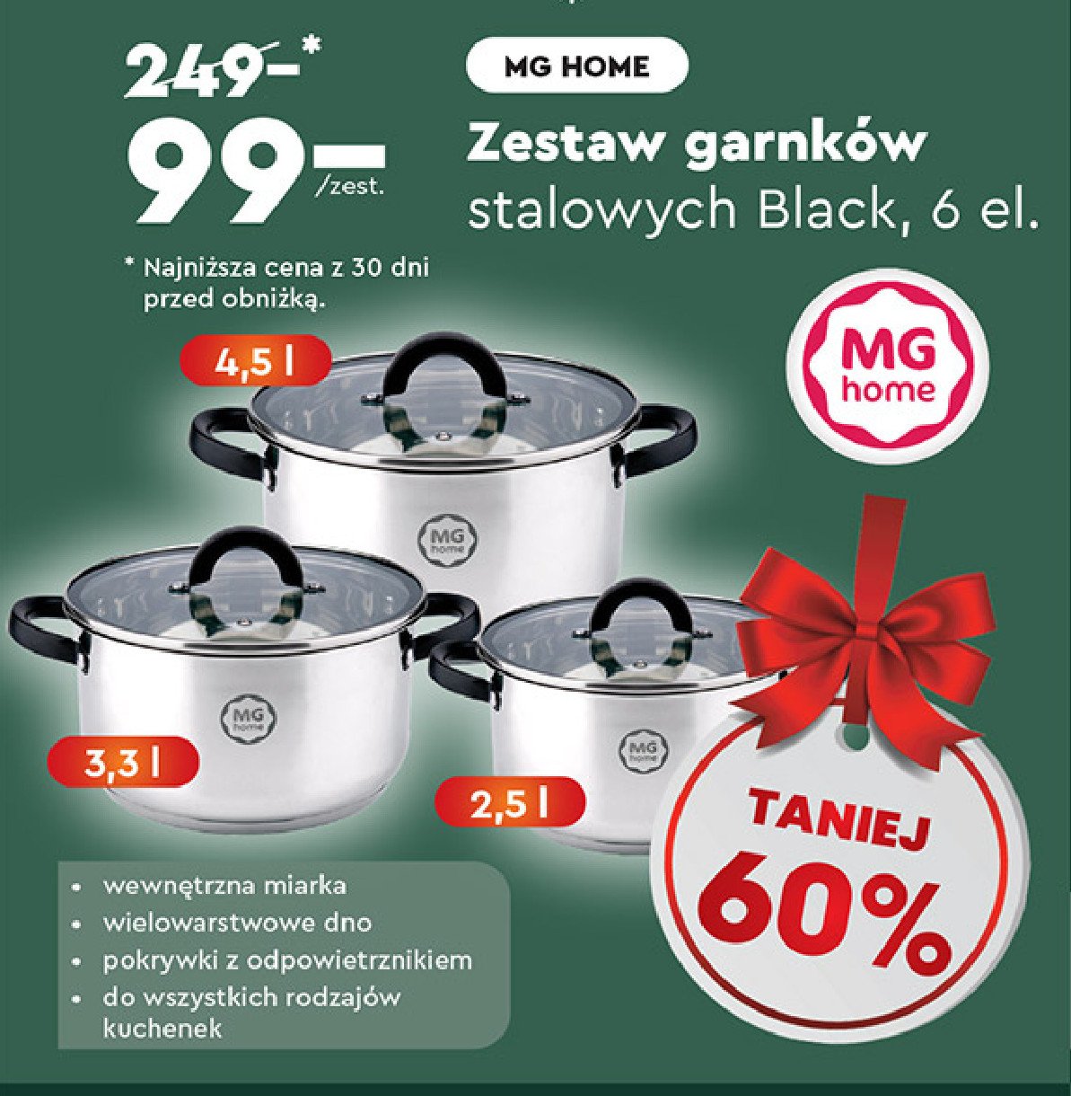 Zestaw garnków stalowych black Mg home promocja