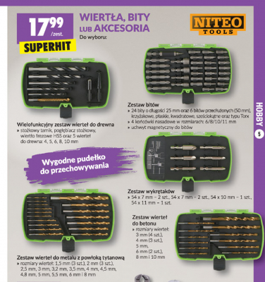 Zestaw wierteł do drewna Niteo tools promocja