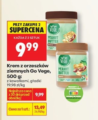 Krem z orzeszków ziemnych Go Vege, 500 g gładki promocja w Biedronka