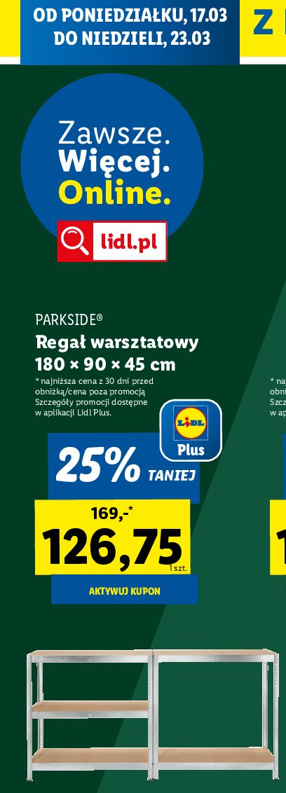 Regał warsztatowy 180 x 90 x 45 cm Parkside promocja w Lidl