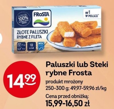 Paluszki lub Steki rybne Frosta produkt mrożony promocja w Żabka
