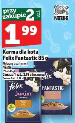 Karma dla kota Felix Fantastic 85 g różne smaki Nestle promocja w TOPAZ