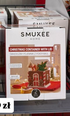 Świąteczny pojemnik z pokrywką - domek promocja w Biedronka